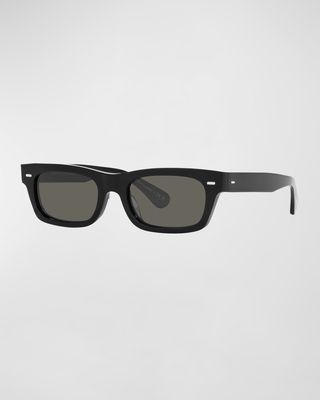 Davri Monochrome Acetate & Crystal Rectangle Sunglasses