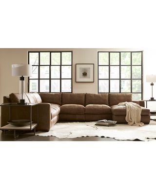 Dawkins 5-Piece Right Chaise Leather Sectional