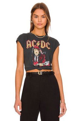 DAYDREAMER AC/DC Tour '96 Tie Front Tank in Black