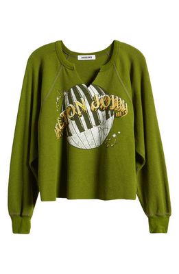Daydreamer Elton John 1980 World Tour Long Sleeve Thermal T-Shirt in Green Heather