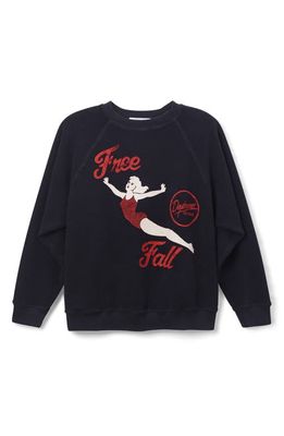 Daydreamer Free Fall Raglan Sleeve Graphic Sweatshirt in Black Onyx
