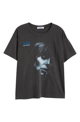 Daydreamer Joni Mitchell Blue Cotton Graphic T-Shirt in Pigment Black