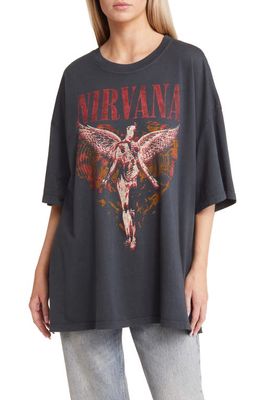 Daydreamer Nirvana Trippy Graphic T-Shirt in Vintage Black