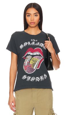 DAYDREAMER Rolling Stones Ticket Fill Tongue Tour Tee in Black