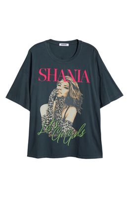 Daydreamer Shania Let's Go Girls Cotton Graphic T-Shirt in Vintage Black