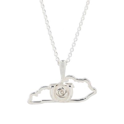 DAYNA DESIGNS Kentucky Derby State Outline Necklace in Silver