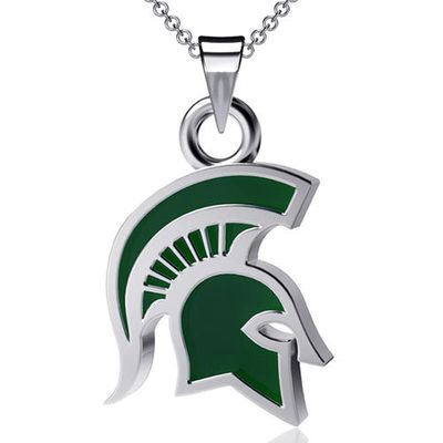 DAYNA DESIGNS Michigan State Spartans Enamel Small Pendant Necklace in Silver