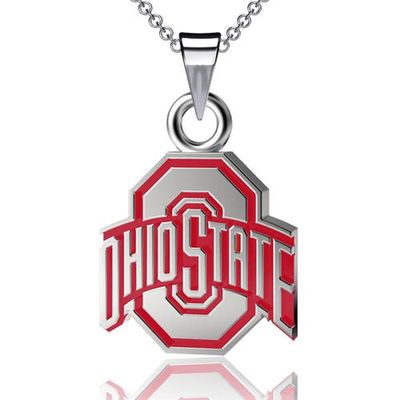 DAYNA DESIGNS Ohio State Buckeyes Enamel Pendant Necklace in Silver