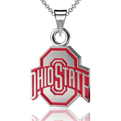 DAYNA DESIGNS Ohio State Buckeyes Enamel Small Pendant Necklace in Silver