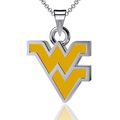 DAYNA DESIGNS West Virginia Mountaineers Enamel Small Pendant Necklace in Silver