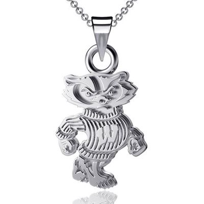 DAYNA DESIGNS Wisconsin Badgers Silver Small Pendant Necklace