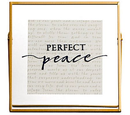 DaySpring Perfect Peace Glass and Metal Tableto p Plaque Gold