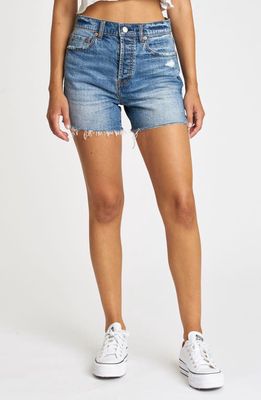 DAZE Bottom Line Distressed High Waist Denim Cutoff Shorts in Tru