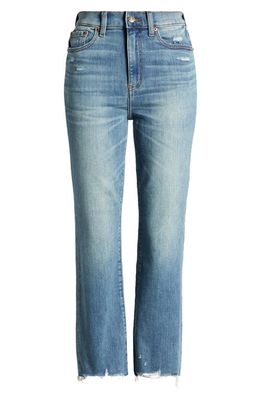 DAZE Shy Girl High Waist Raw Hem Crop Flare Jeans in Wishes