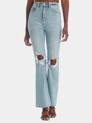 Daze Women's Go-Getter High Rise Flare Jeans in Just Kissed