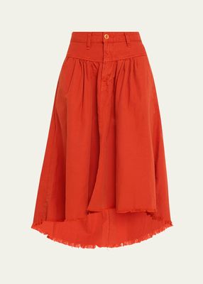 Dazed Woven Cotton High-Low Midi Skirt