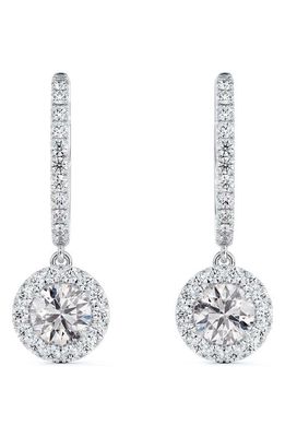 De Beers Forevermark Center of My Universe Floral Halo Diamond Drop Earrings in 18K White Gold