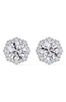 De Beers Forevermark Center of My Universe Floral Halo Diamond Stud Earrings in 18K White Gold