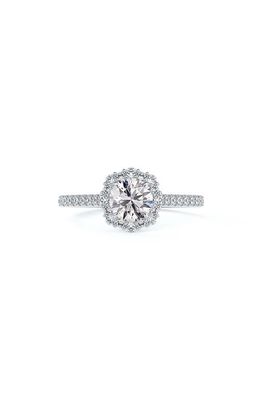 De Beers Forevermark Center of My Universe Floral Halo Engagement Ring with Diamond Band in Platinum-D0.30Ct