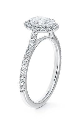 De Beers Forevermark Center of My Universe Oval Halo Engagement Ring with Diamond Band in Platinum-D0.50Ct
