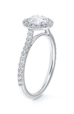 De Beers Forevermark Center of My Universe® Round Halo Engagement Ring with Diamond Band in Platinum-D1.00Ct