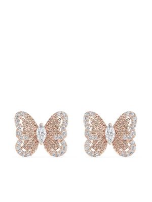 De Beers Jewellers 18kt rose gold Portraits of Nature butterfly diamond stud earrings - Pink