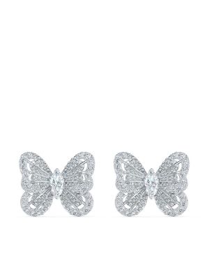De Beers Jewellers 18kt white gold Portraits of Nature butterfly diamond stud earrings - Silver