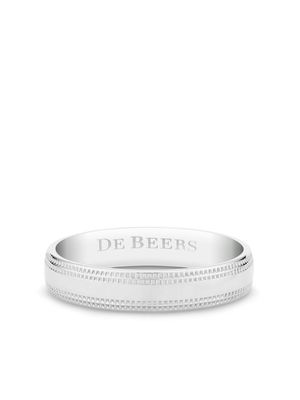De Beers Jewellers platinum engraved-logo band ring - Silver