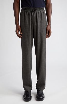 DE BONNE FACTURE Check Drawstring Wool Trousers in Forest Puppytooth