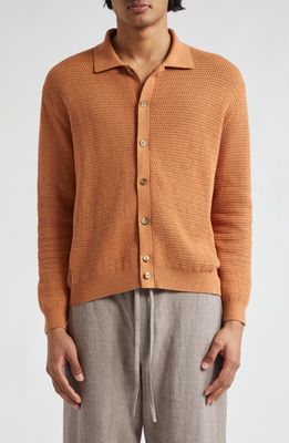 De Bonne Facture Honeycomb Knit Cardigan in Sienna 