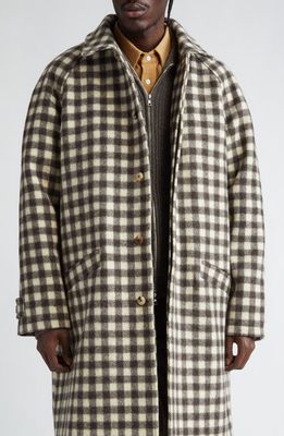 DE BONNE FACTURE Parisian Check Raglan Sleeve Wool Coat in Undyed