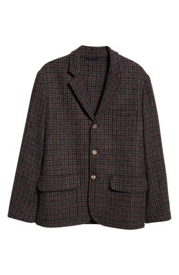 DE BONNE FACTURE Wool Tweed Jacket in Navy Houndstooth