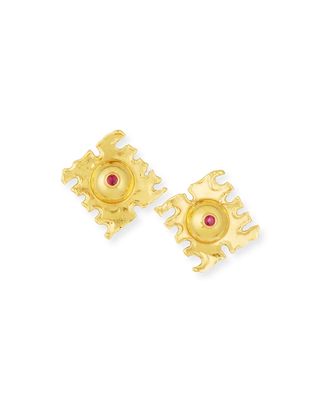 De Coupe 22K Gold Earrings with Rubies