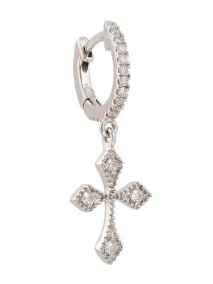 DE JAEGHER 18kt white gold Baby Cross diamond hoop earring - Silver