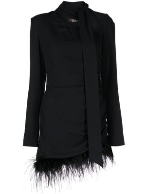 De La Vali Avenue feather-trim minidress - Black