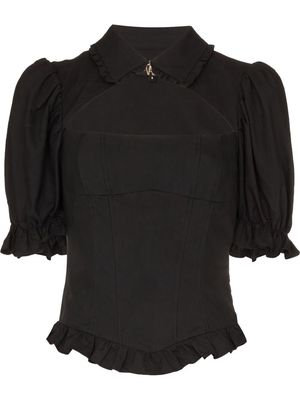 De La Vali Carlos puff-sleeve blouse - Black