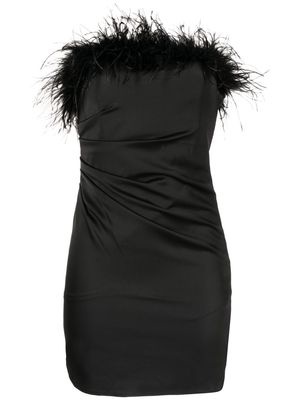 De La Vali feather-trim mini dress - Black