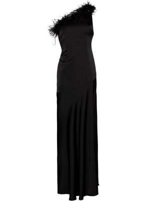 De La Vali Finca feather-trimmed gown - Black