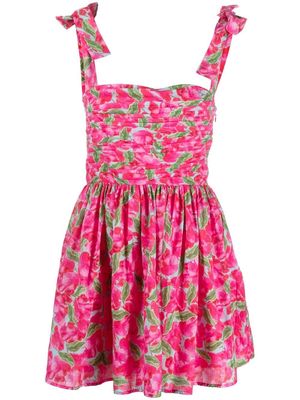 De La Vali floral-print sweetheart neck dress - Pink