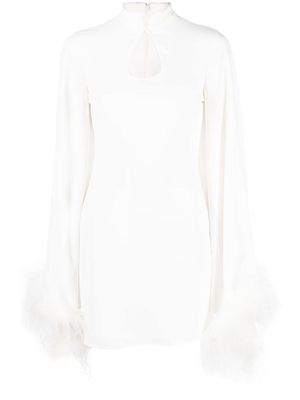 De La Vali Genevieve feather-trimmed dress - White