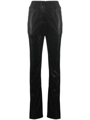 De La Vali high-shine split-hem trousers - Black