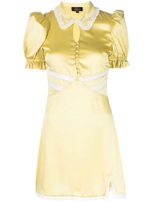 De La Vali lace-detail mini dress - Yellow