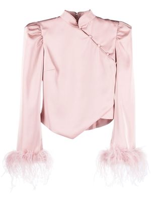 De La Vali Limousine feather-trimmed blouse - Pink