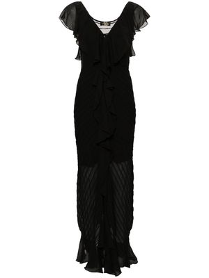 De La Vali Macaroon ruffled maxi dress - Black