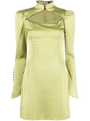 De La Vali satin-finish puff-sleeved mini dress - Green