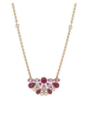 De La Vie Ruby & Pink Sapphire Cluster Necklace