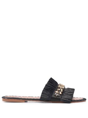 DE SIENA SHOES crystal-embellished leather sandals - Black
