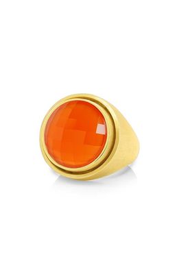 Dean Davidson Checkered Stone Signet Ring in Orange Onyx/Gold