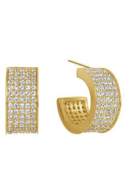 Dean Davidson Petit Pavé Thick Huggie Earrings in White Topaz/Gold