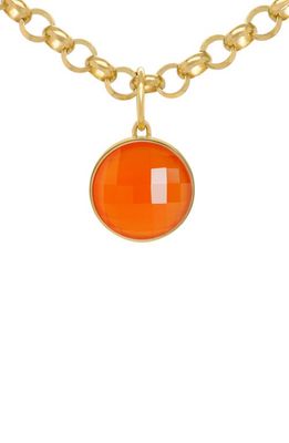 Dean Davidson Signature Checkered Stone Pendant Collar Necklace in Orange Onyx/Gold